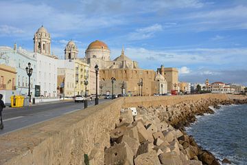 Skyline, kathedraal en stadsmuur centrum Cadiz Spanje van My Footprints
