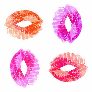 Multi colour Kiss on white double von ART Eva Maria