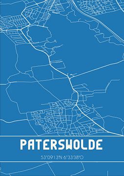 Blauwdruk | Landkaart | Paterswolde (Drenthe) van MijnStadsPoster