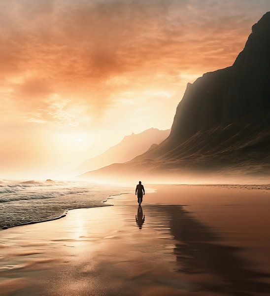 Zonsondergang aan zee van fernlichtsicht