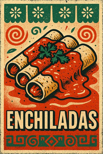 Enchiladas - Retro Mexicaans Voedsel Poster van Travel Shop