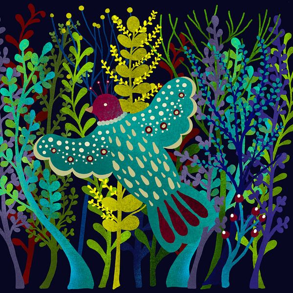 Magic bird in the enchanted forest by Elena Orlowski