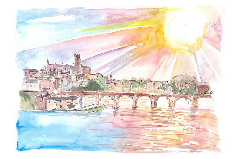 Albi Historische oude stad met uitzicht op de rivier de Tam van Markus Bleichner