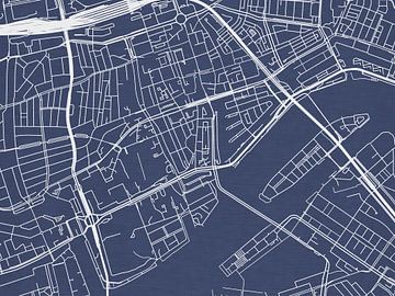 Kaart van Rotterdam Centrum in Royaal Blauw van Map Art Studio