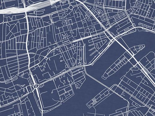 Kaart van Rotterdam Centrum in Royaal Blauw