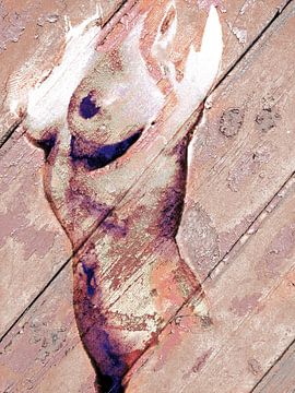 Schilderij, vrouwenlichaam, naakt, Pastel. van Alies werk