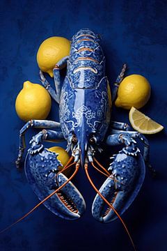 Delft Blue Lobster with Lemmons by Marianne Ottemann - OTTI