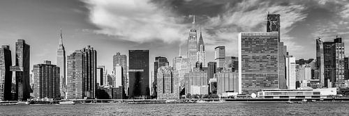 NEW YORK CITY Midtown panoramic view from Hunters Point - Monochrome by Melanie Viola