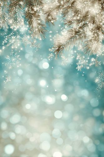 Weihnachtszweige in schimmerndem Winterglanz