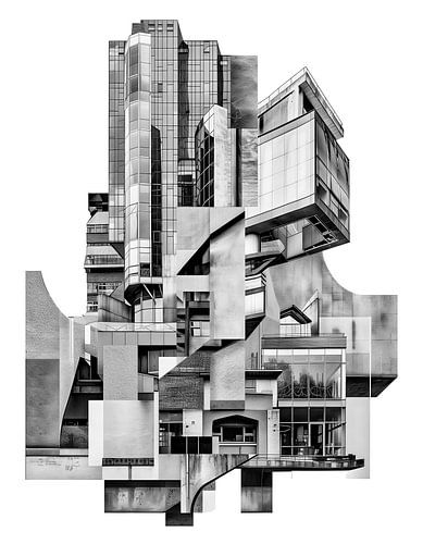 ARCHITECTURE COLLAGE 01 BLACK AND WHITE