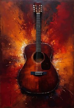 Akoestische gitaar abstracte kunst van MIROKKU