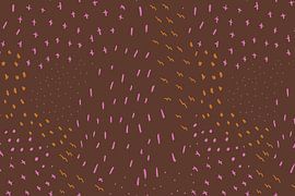 Kreuze, Linien und Punkte in Pastell- und Neonfarben. Warmes Braun, Rosa, Gelb. von Dina Dankers