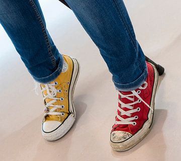 Happy! Yellow and Red Converse sneakers
