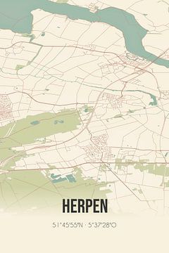 Vintage map of Herpen (North Brabant) by Rezona