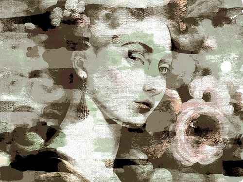 Modern abstract portret in zachte kleuren