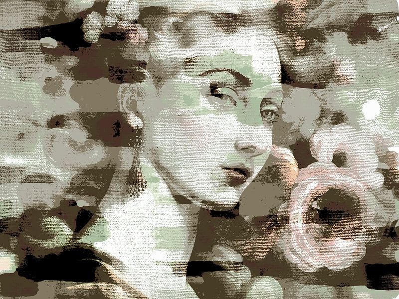 Modern abstract portrait in soft colours by Mad Dog Art