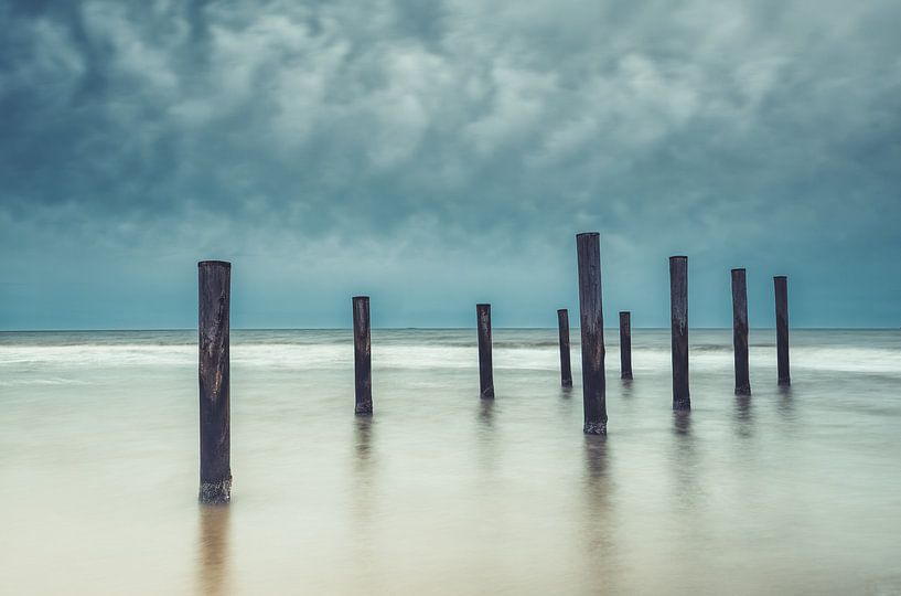 Palm village with &quot;sheep clouds&quot; by peterheinspictures