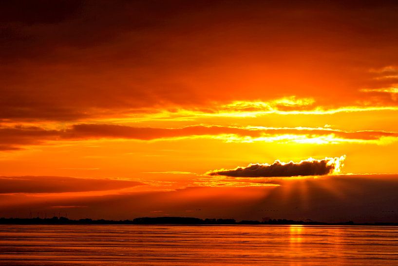 Sunset at the Dollart by Dieter Ludorf