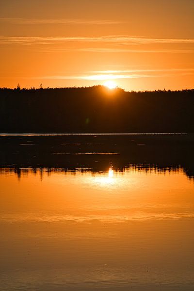 Zonsondergang bij het meer in Zweden van Martin Köbsch