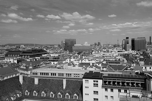View over Vienna, Austria, in black and white