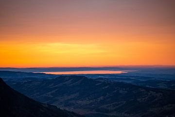 Sonnenuntergang aus dem Allgäu auf den Bodensee