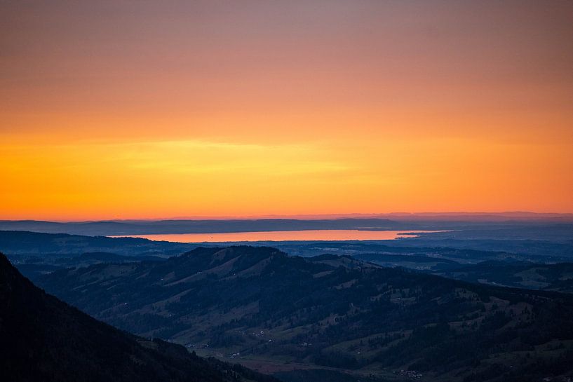 Coucher de soleil de l'Allgäu sur le lac de Constance par Leo Schindzielorz