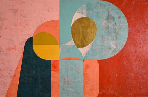 Abstract harmony in coral and turquoise