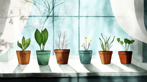 Planten op de vensterbank