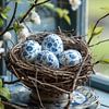 Nest op Delfts Blauw met Delftsblauwe Eieren van Studio Ypie