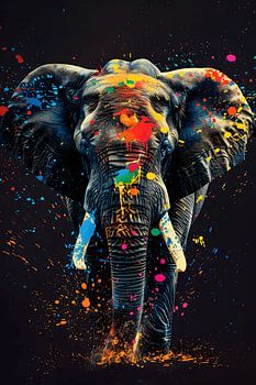 Elephant with paint spatties