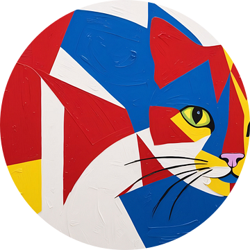 Kleurrijke geometrische abstracte kat van Art & Soul Creations