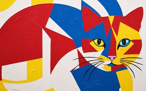 Kleurrijke geometrische abstracte kat
