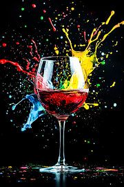 Éclaboussures colorées autour d'un verre de vin sur Imperial Art House