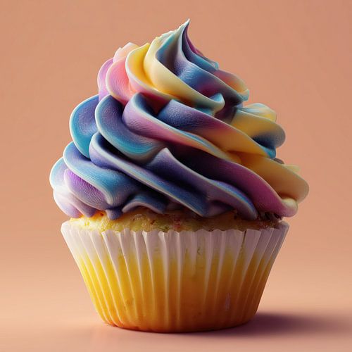 Cupcake cake yellow-blue-purple