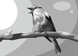 Landscape Beautifull Bird Popart Grayscale