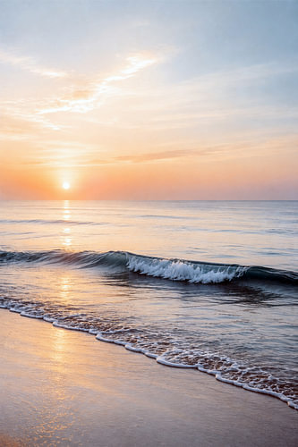 Sanfte Wellen – Sonnenaufgang am endlosen Meer