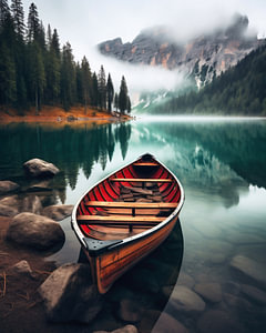 Bergsee mit Boot