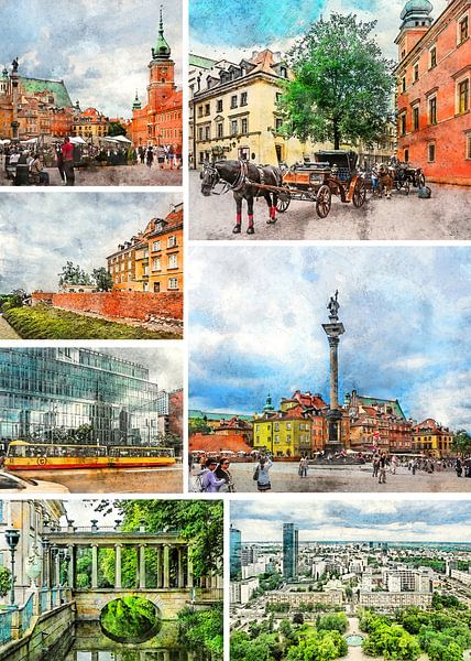 Warschau aquarel stad #warsaw van JBJart Justyna Jaszke