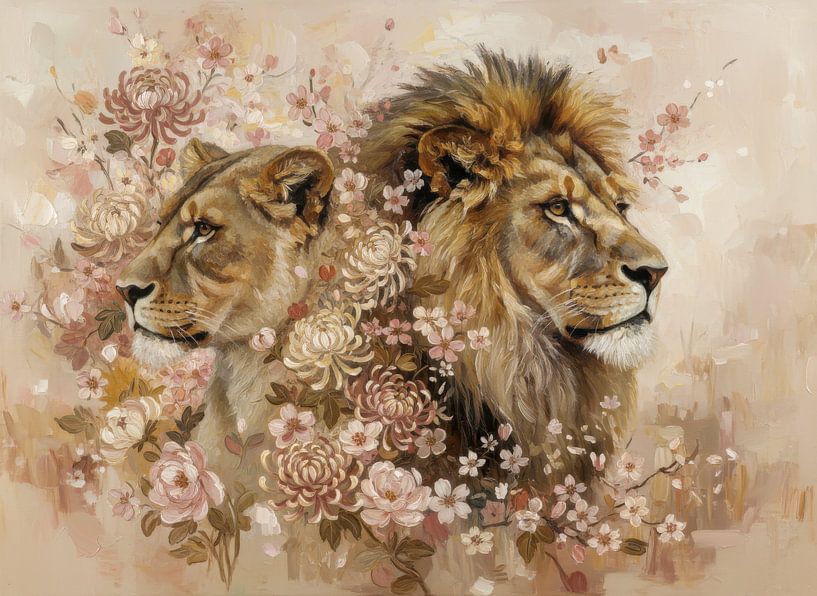 Strength &amp; Soft: Lions in Floral Splendour by By Marjolein Design