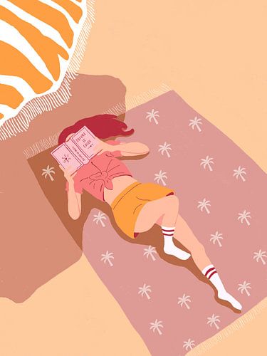 Under the parasol in yellow and pink