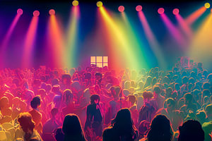90er Party in einer Disco Kunst Illustration