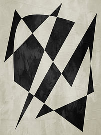 Geometrische, abstracte wandkunst in neutrale tinten van Online Arts