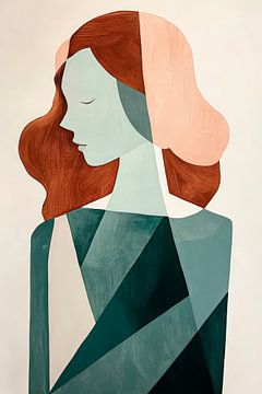 Feminine splendour of colour - Geometric portrait by Poster Art Shop