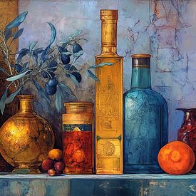 Gilded Vases with Oranges by Eye catching paintings