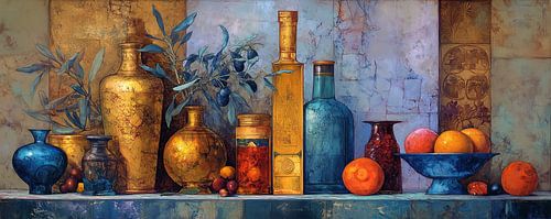 Gilded Vases with Oranges by Eye catching paintings