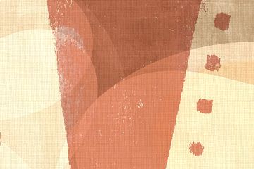 Abstracte vormen in terracotta en zachtgeel van Dina Dankers