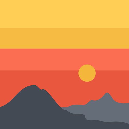 Layered Sunset Horizon - Minimal Landschaft Kunst