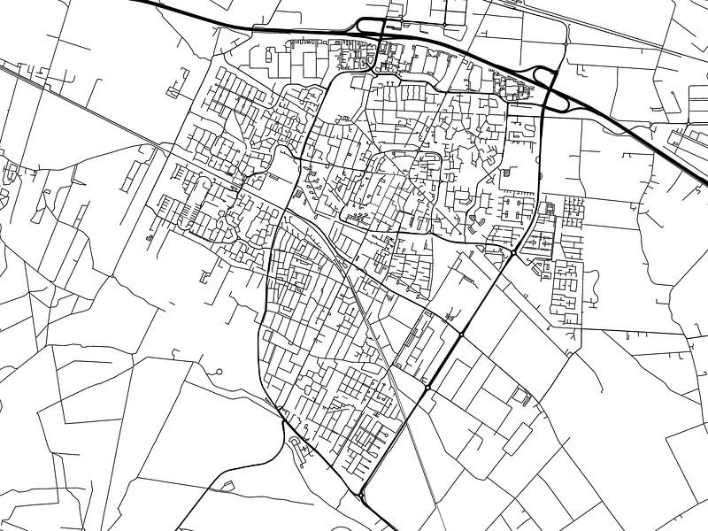 Map of Veenendaal in Black and Wite by De Kaartenwinkel