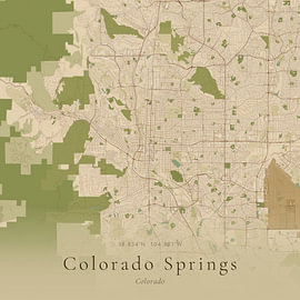 Historische Landkarte von Colorado Springs, Vereinigte Staaten von Ortsdrucke