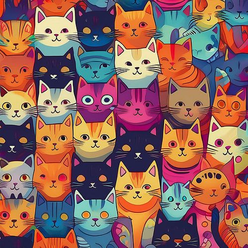 Beaucoup de chats colorés
